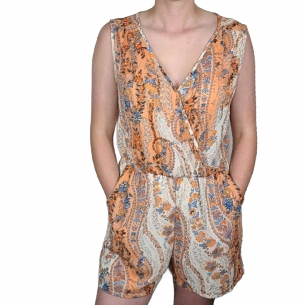 Liberty Love Orange and White Floral Romper